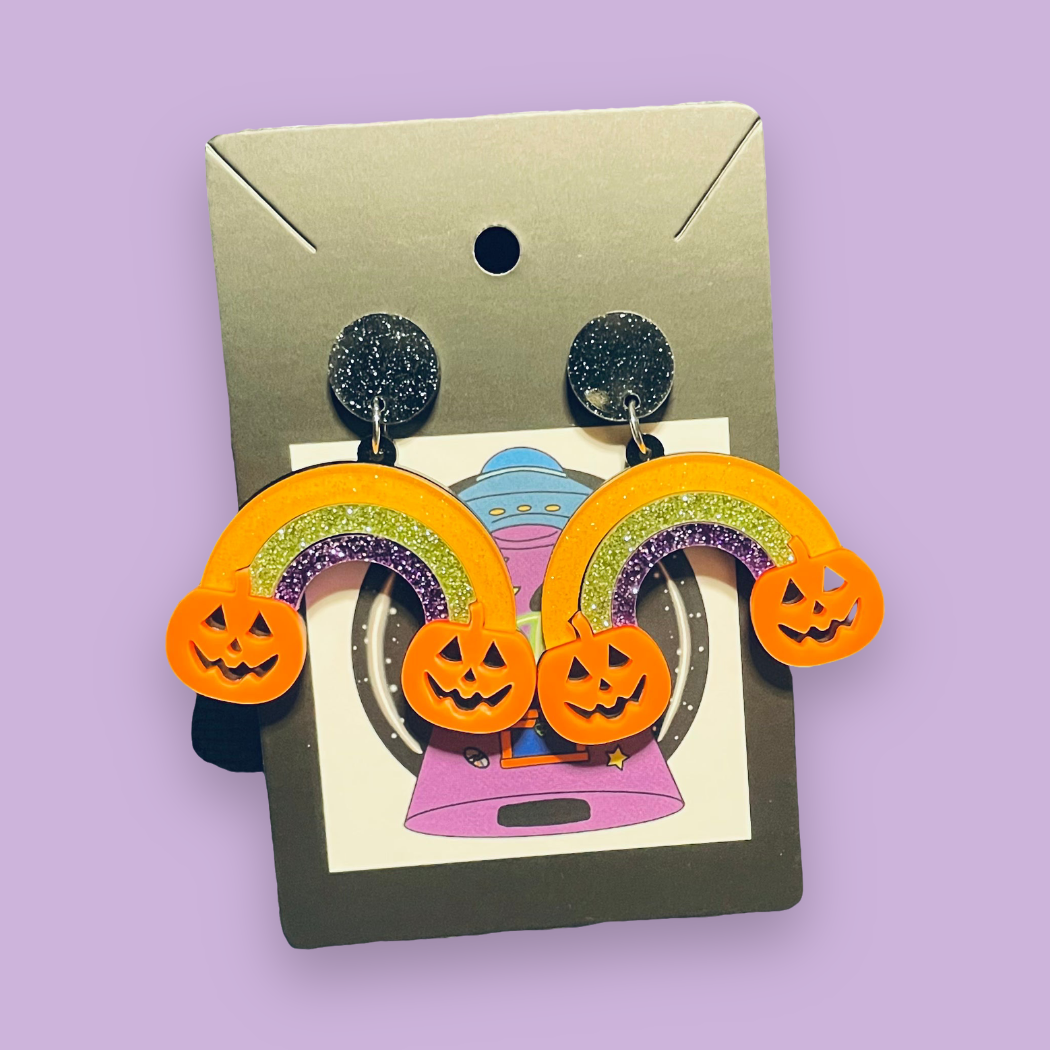 Rainbow Pumpkin Earrings