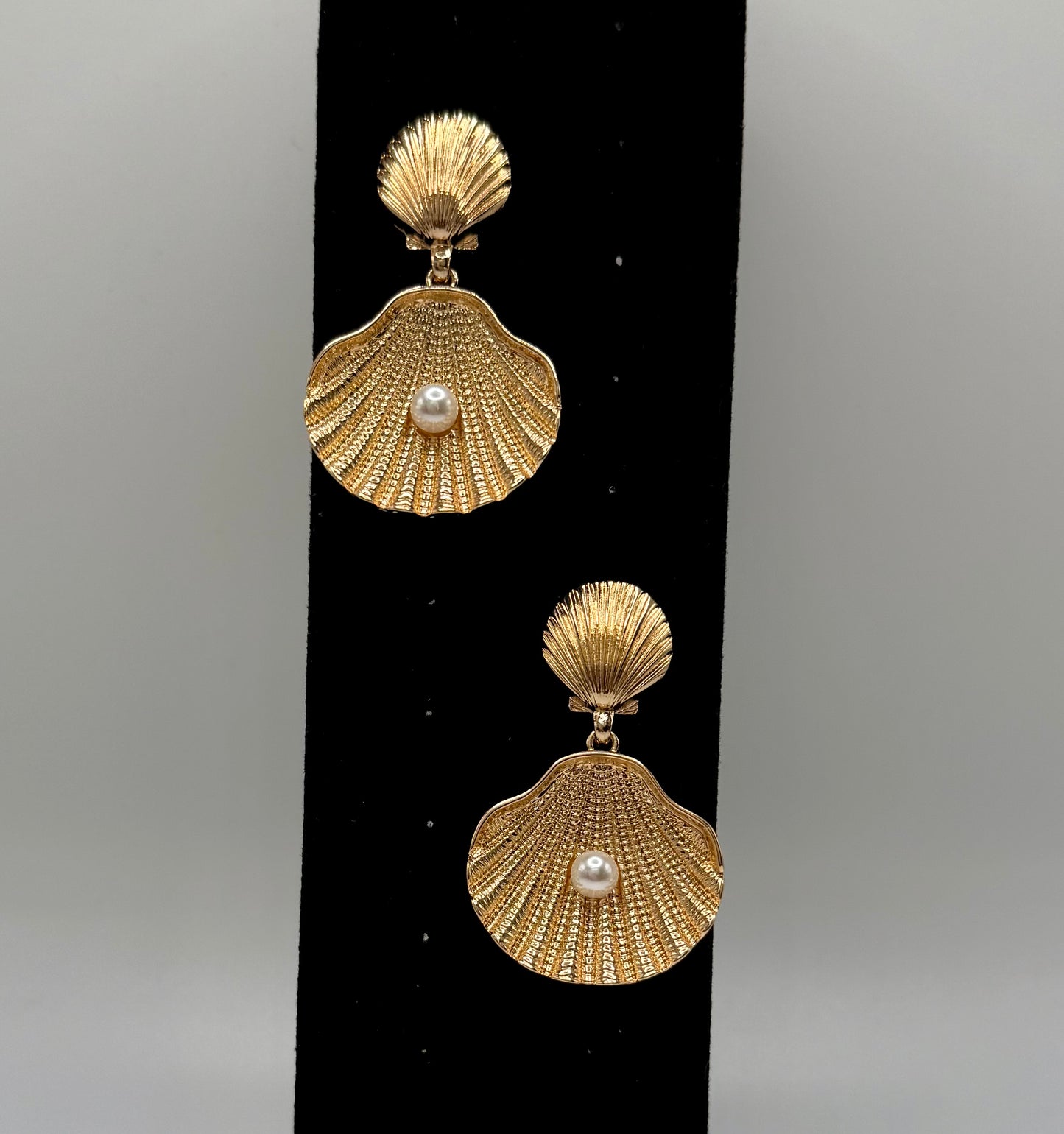 Golden Pearl Dangly Earrings