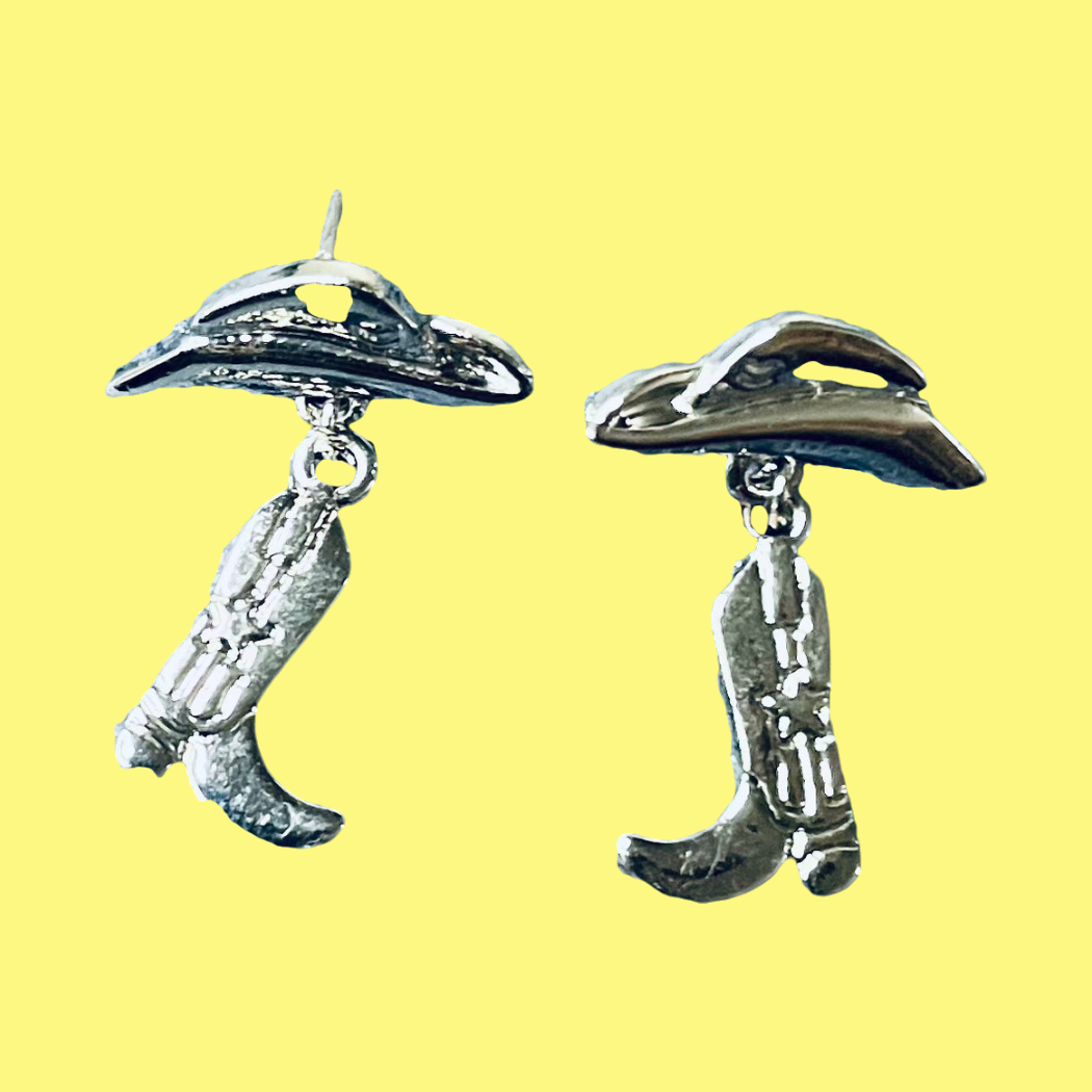 Boogie Boots (Silver) Earrings