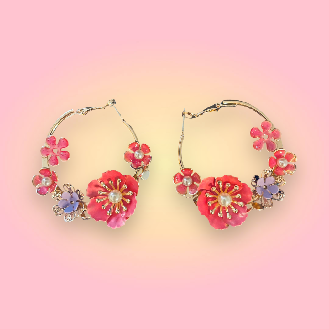 Flower Field Hoop Earrings