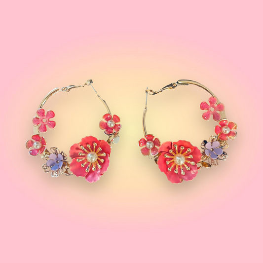 Flower Field Hoop Earrings