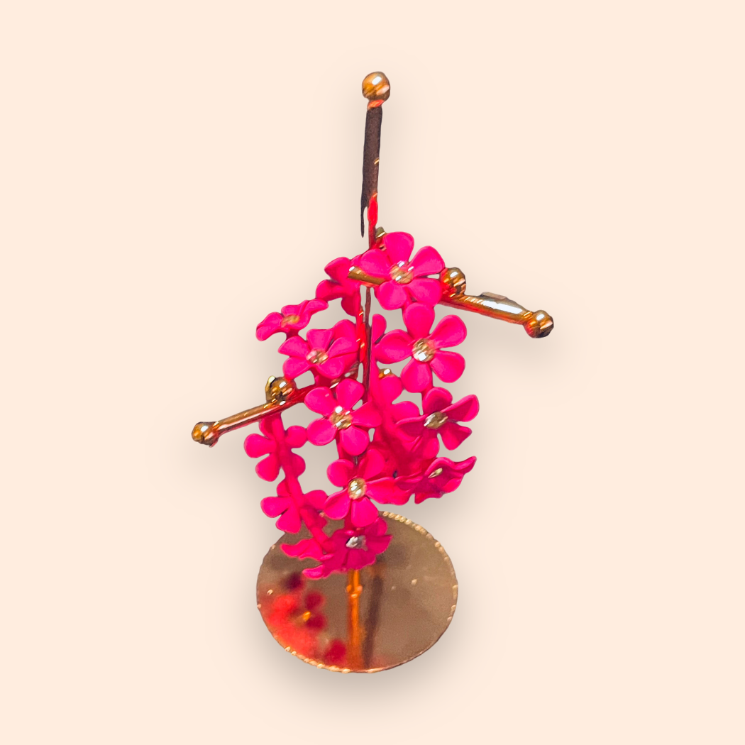 Pink Flower Rhinestone Hoop Earrings