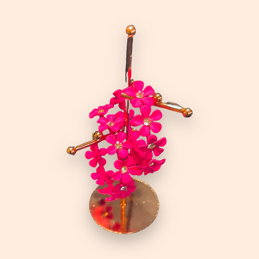 Pink Flower Rhinestone Hoop Earrings