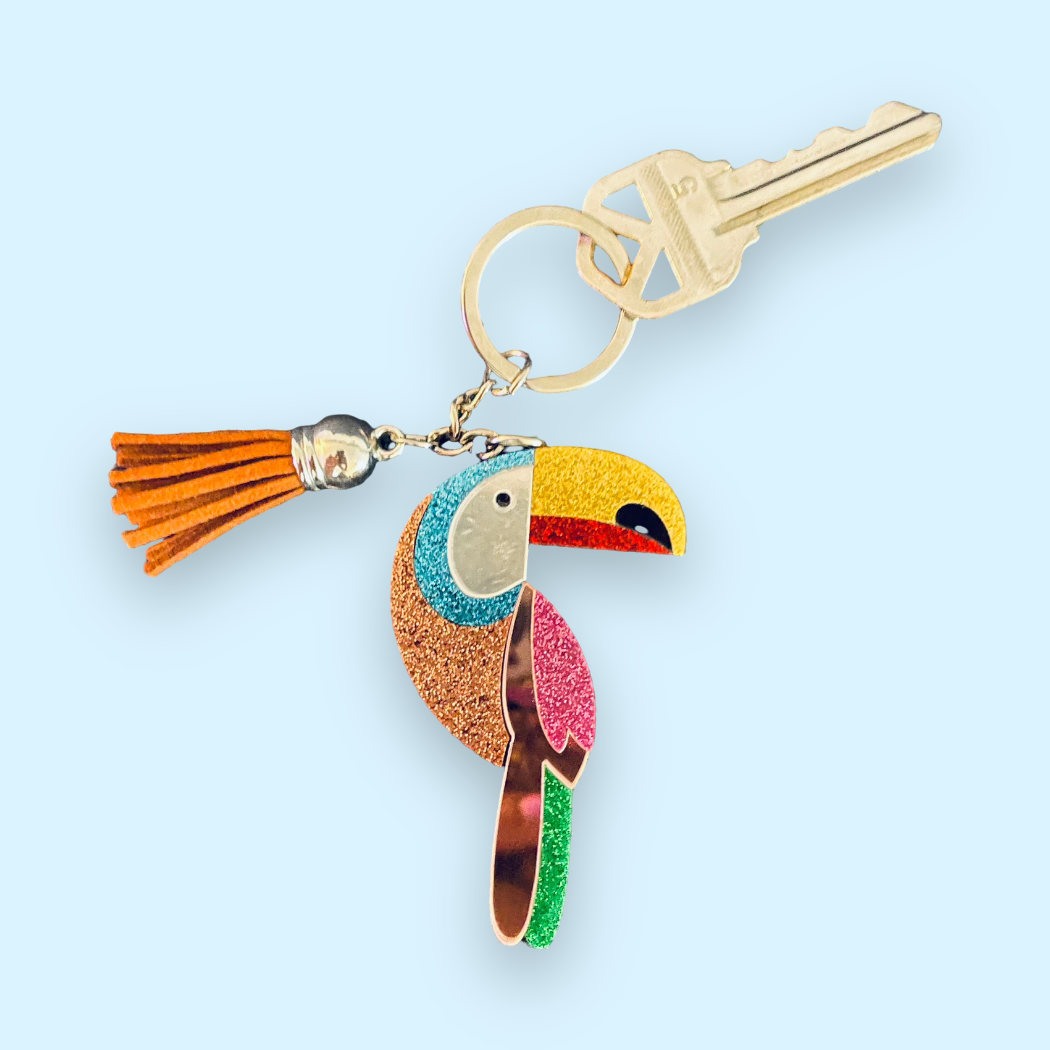 Rainbow Toucan Keychain